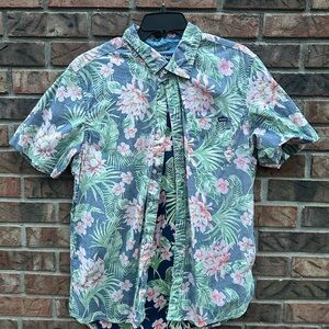 Chubbies Tropical Floral Button Down Shirt - Green and Pink